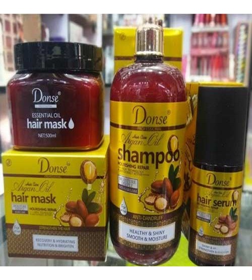 Pack of 3 Argan Oil Shampoo 500ml Argan Hair Mask 500ml Argan Hair Serum 100ml